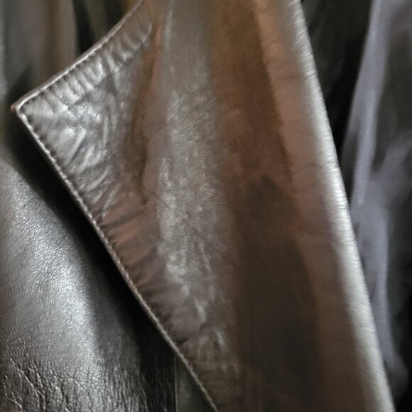 VTG S. Ajita Genuine Leather Oversized Jacket - Medium - Sequined Sleeves - Picture 8 of 12